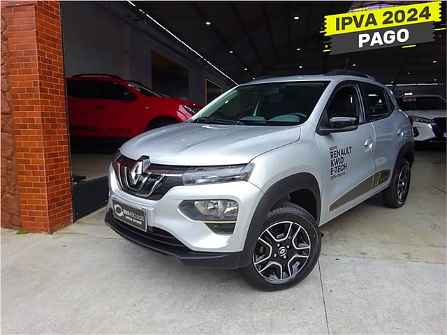 Foto de um renault kwid 2023 27 kw e-tech elétrico.