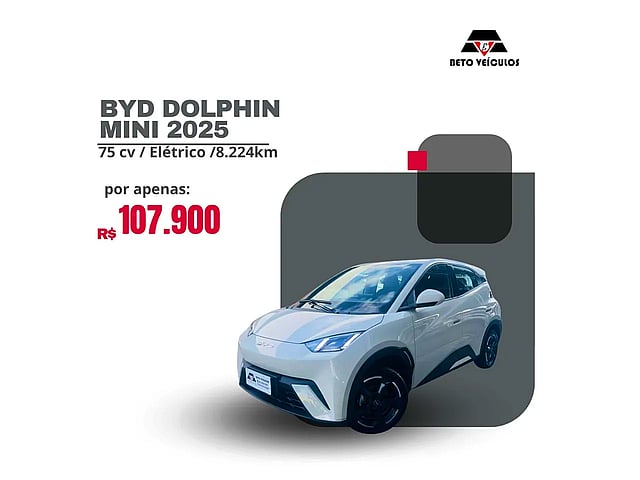 Foto de um byd dolphin mini 2025 38 km elétrico.