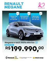 Foto de um renault megane e-tech 100% elétrico 2025.