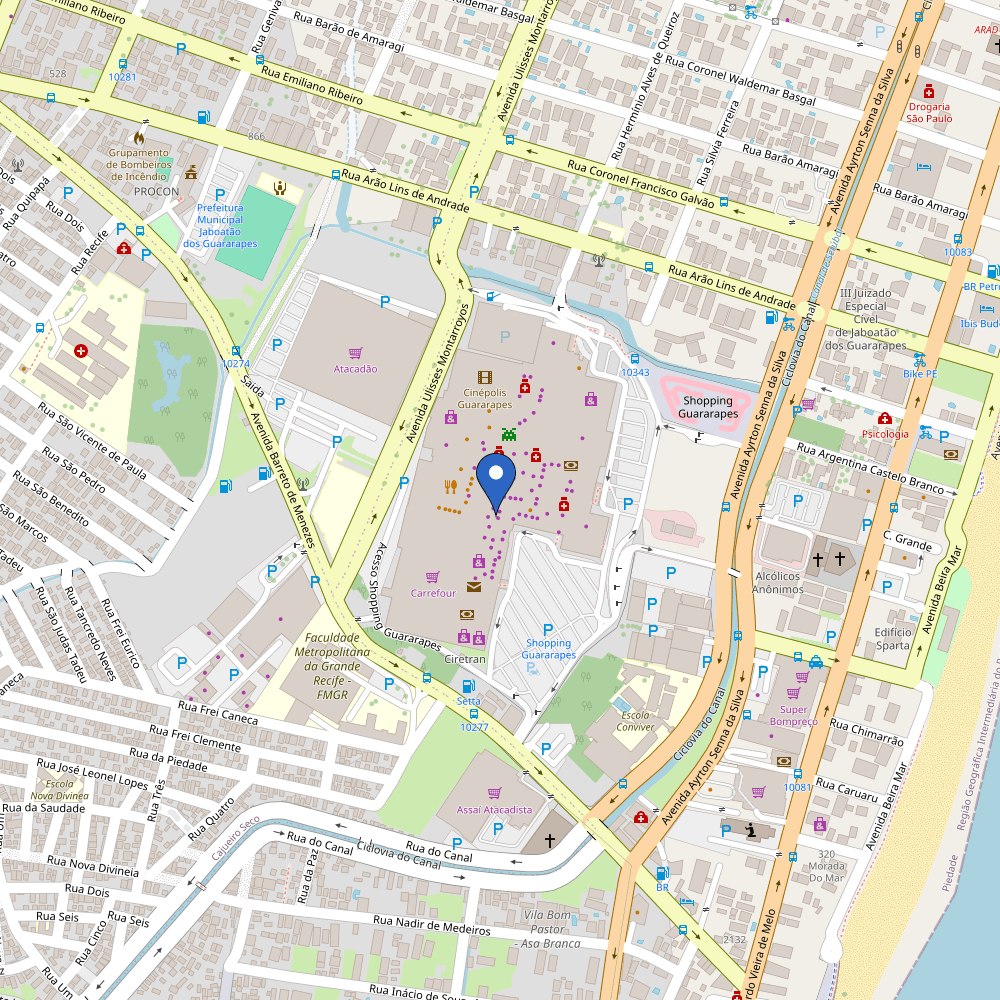 Mapa da estação Shopping Guararapes