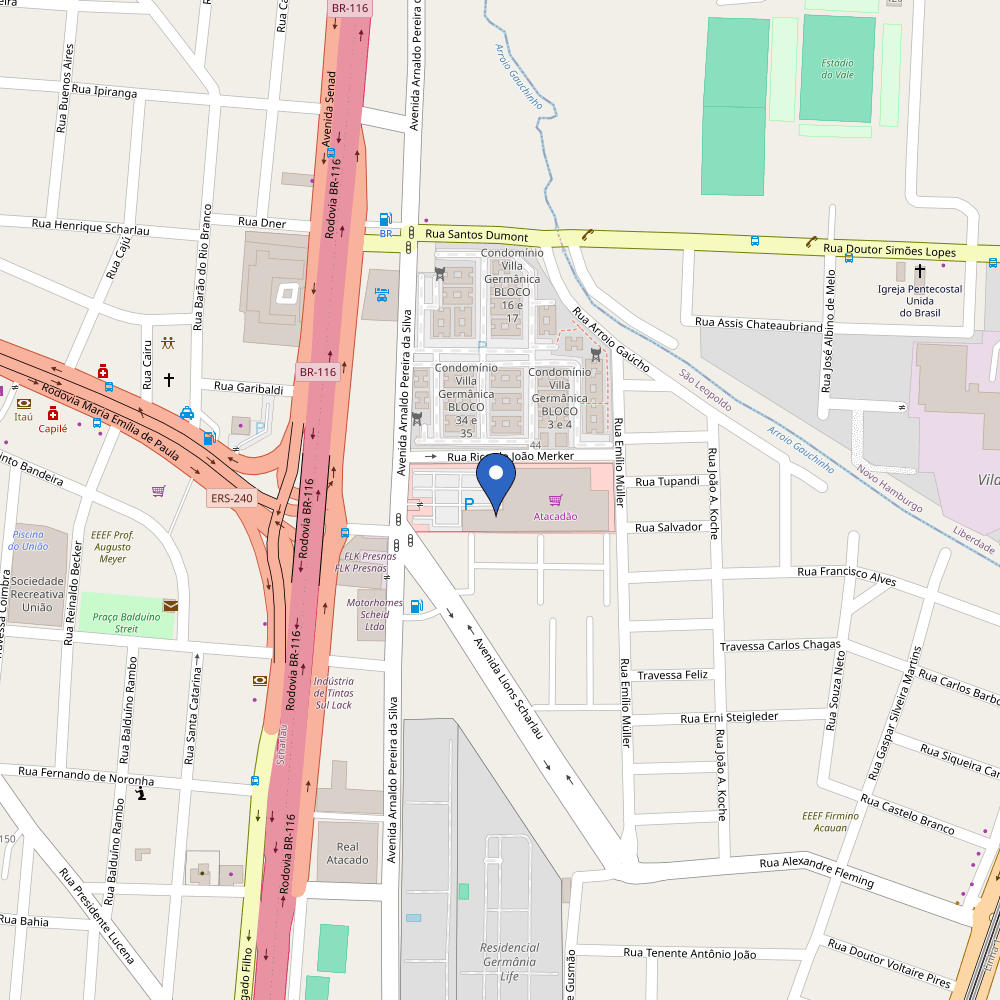 Mapa da estação ChargeOn - Atacadão São Leopoldo