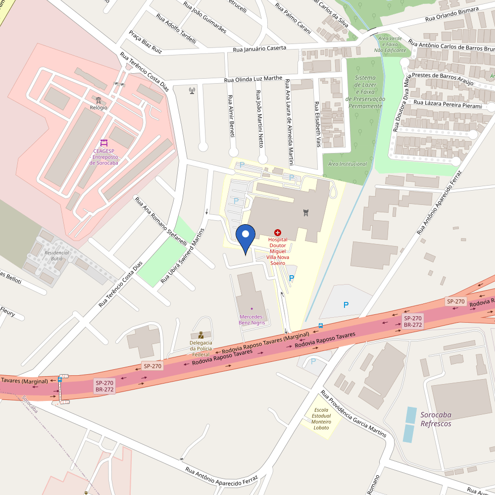 Mapa da estação Hospital Unimed Sorocaba