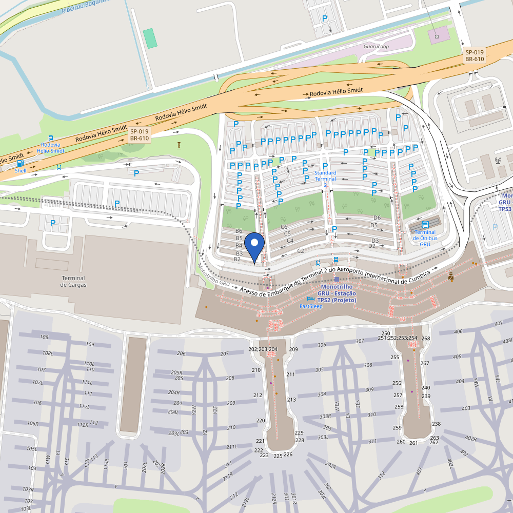 Mapa da estação Terminal 2 Beep Beep Estacionamento Premium. Rua B4