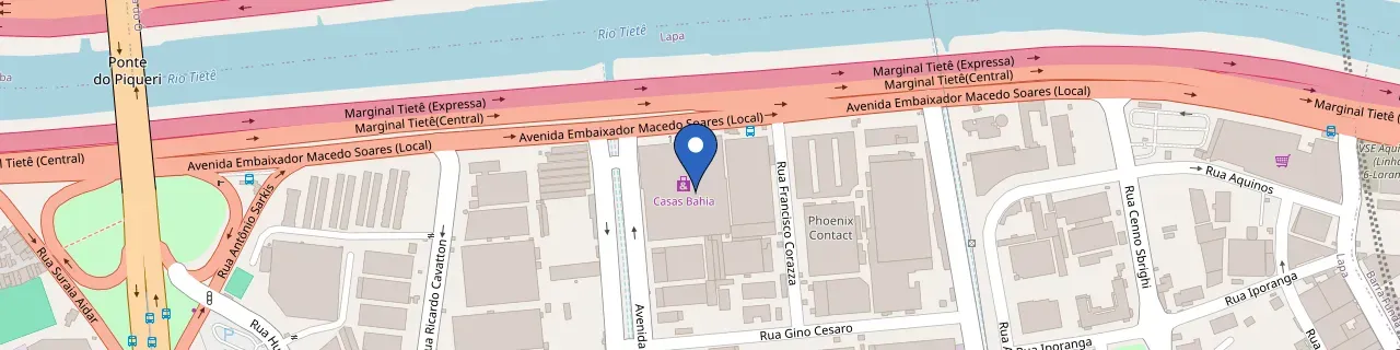 Mapa da estação Casas Bahia - Marginal Tietê