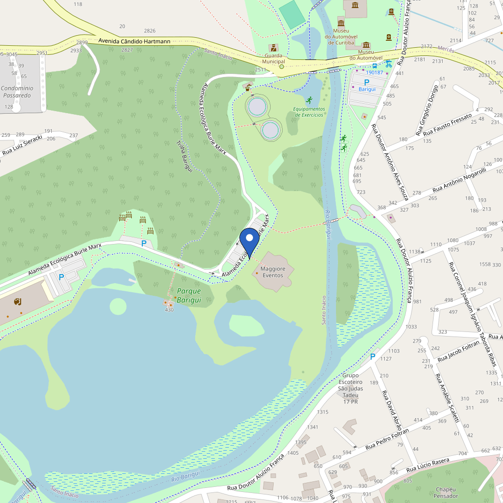 Mapa da estação Salão De Atos Parque Barigui