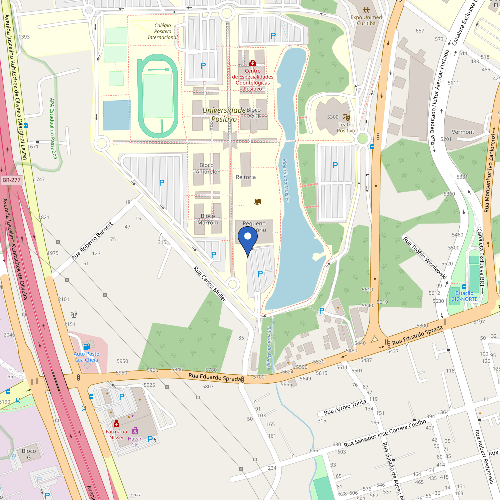 Mapa da estação Zletric - Universidade Positivo Pós Graduação