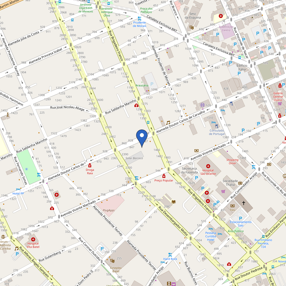 Mapa da estação Hotel Confiance Prime Batel