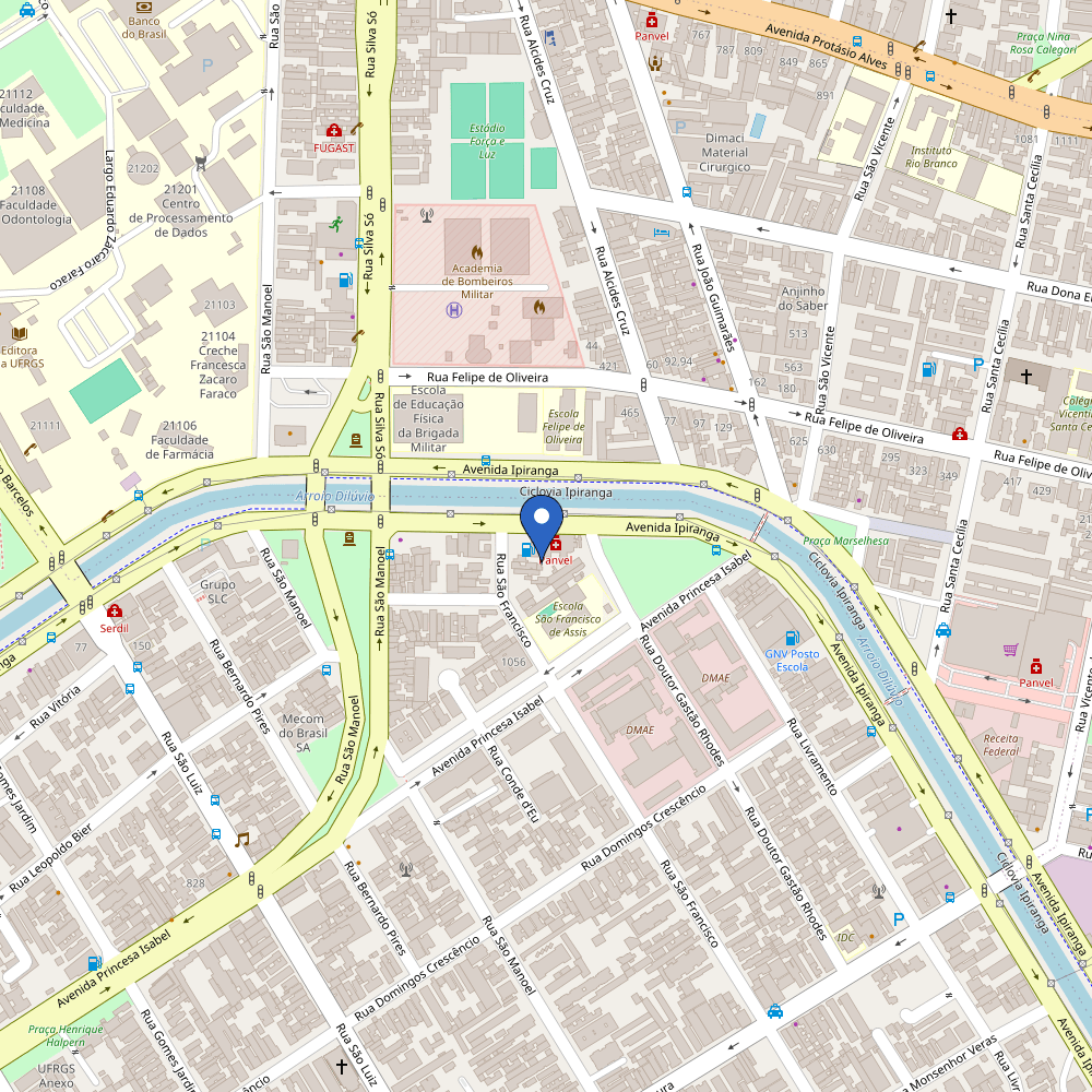 Mapa da estação Posto Pegasus Ipiranga