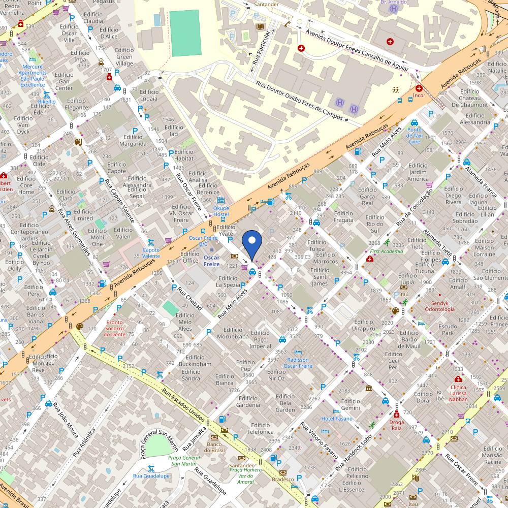 Mapa da estação HS Recharge Madero Oscar Freire