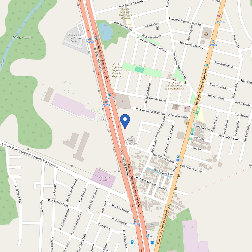 Mapa da estação Restaurante Braseiro e Pizzaria