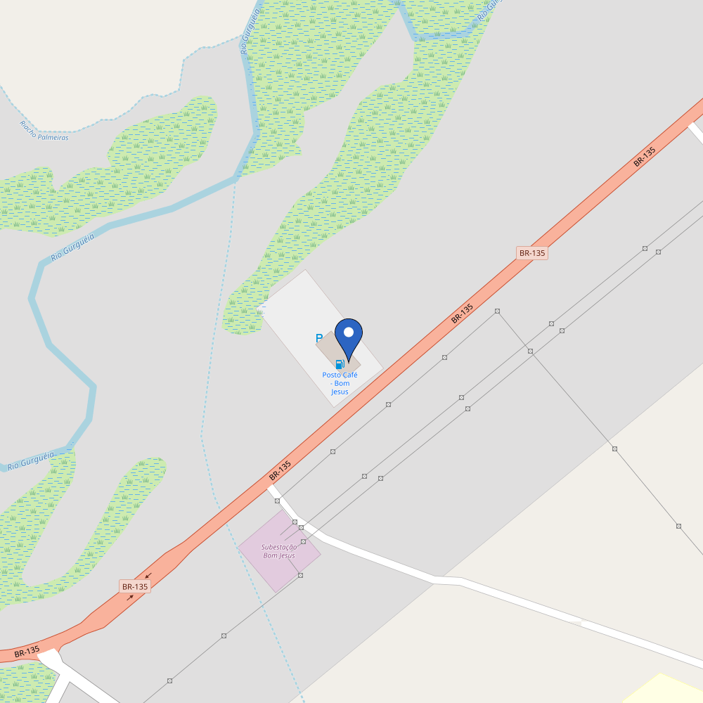 Mapa da estação TEM CARREGADOR DC 30 KW - BOM JESUS PI - POSTO CAFÉ