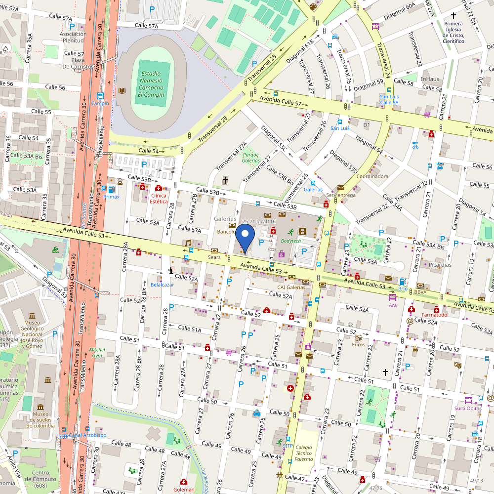 Mapa da estação Carulla Galerías