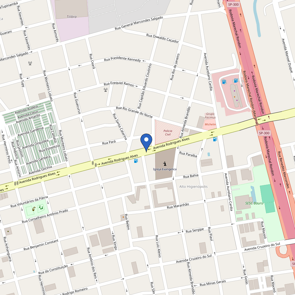 Mapa da estação Proeste Renault Bauru