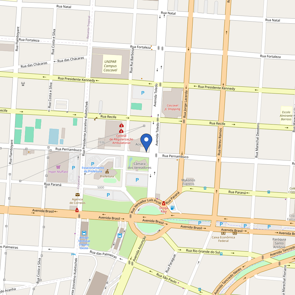 Mapa da estação Zletric - Sicoob Av. Toledo