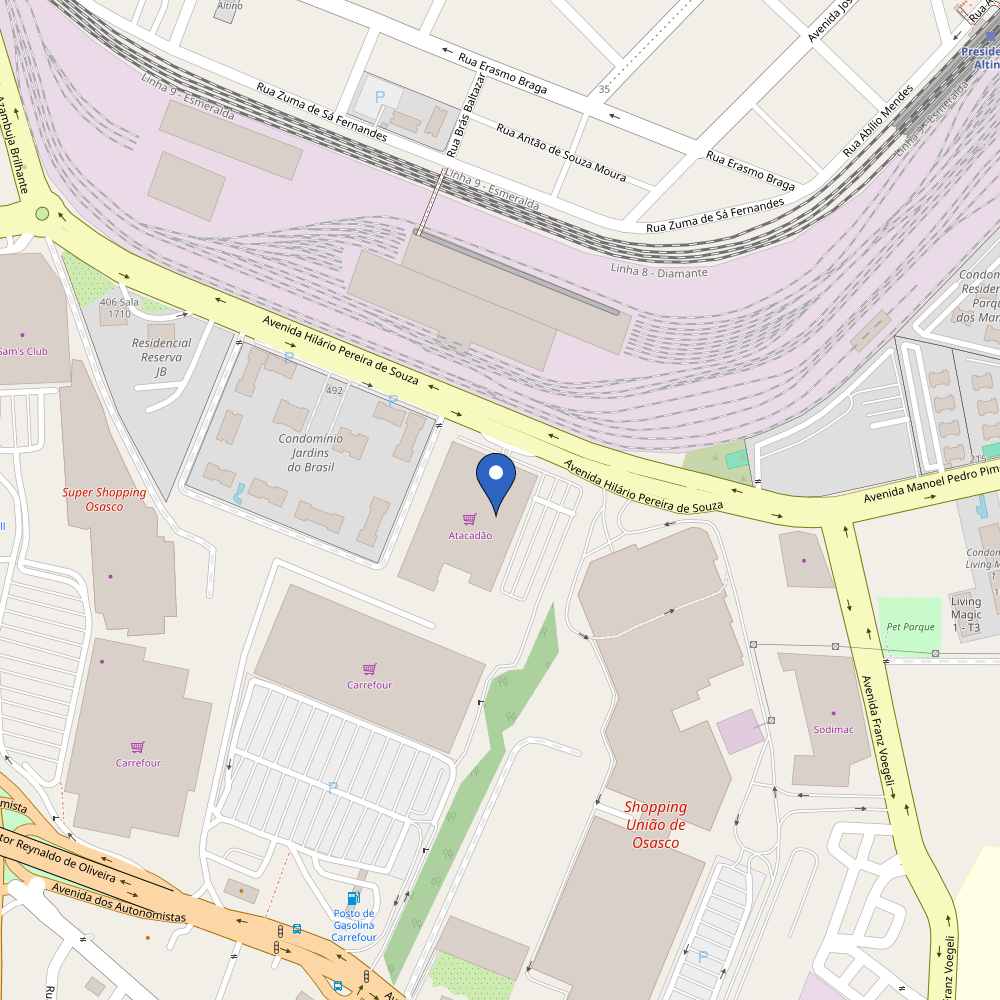 Mapa da estação ChargeOn - Atacadão Osasco