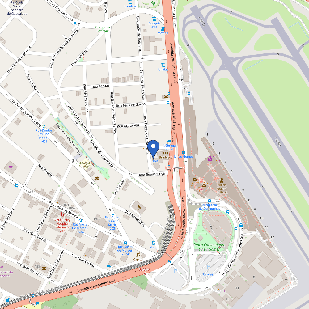 Mapa da estação Hotel Ibis São Paulo Congonhas