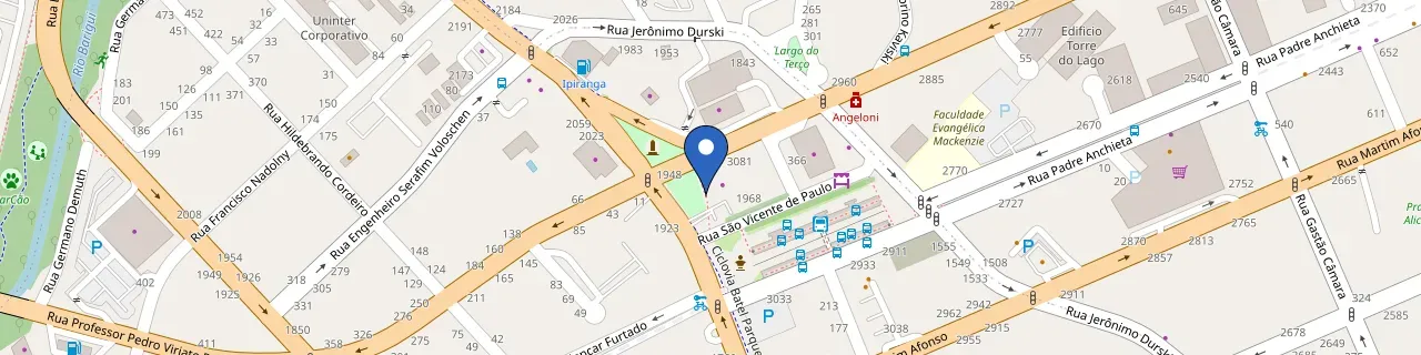 Mapa da estação Nissan Barigui - R. Padre Agostinho