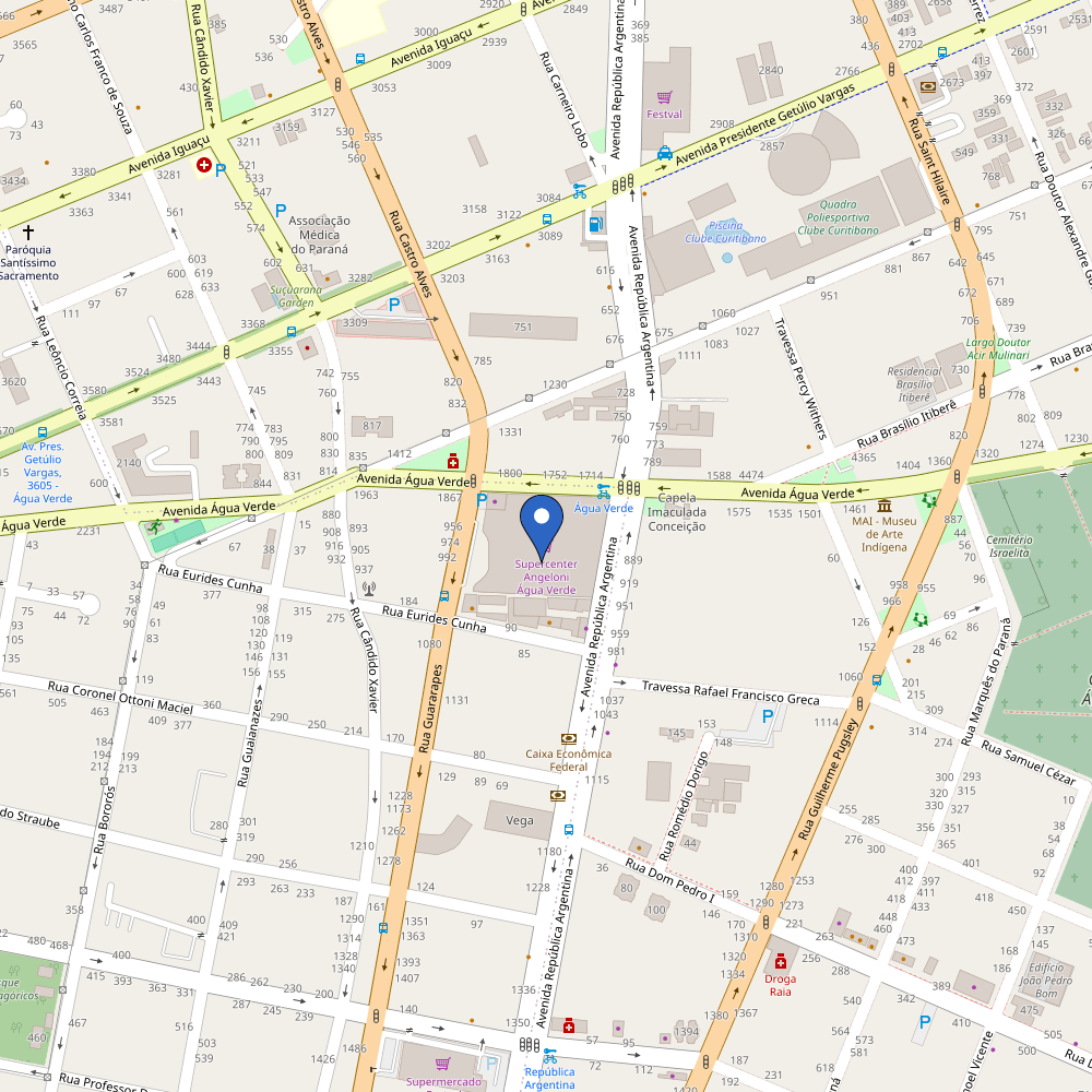 Mapa da estação Angeloni Água Verde