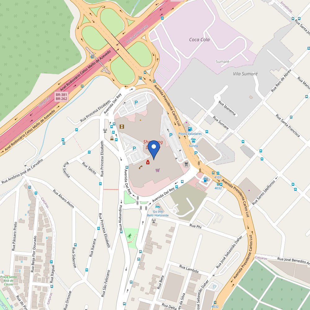 Mapa da estação Shopping Del Rey