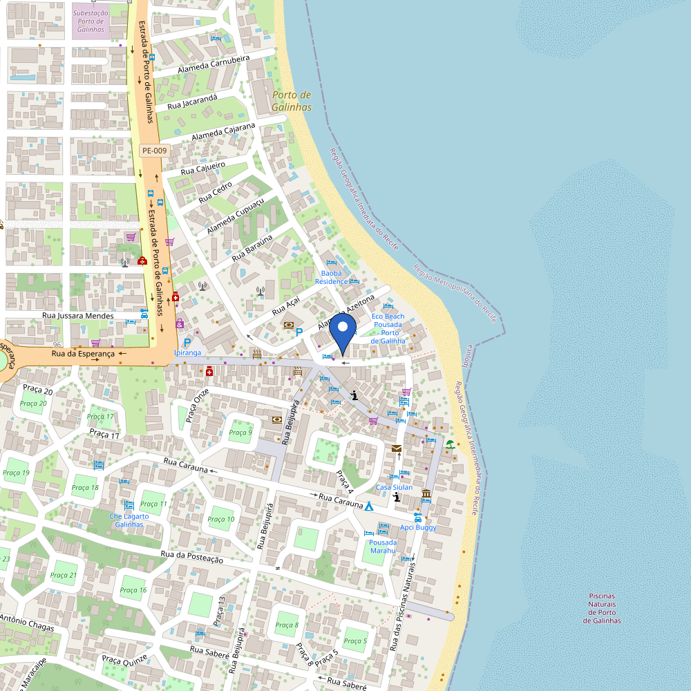Mapa da estação Rua da Delegacia no Centro de Porto de Galinhas