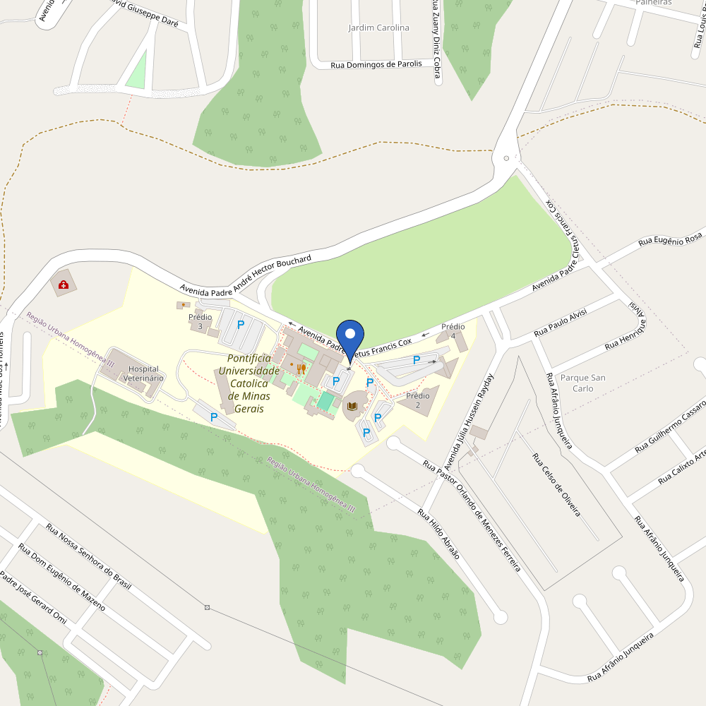 Mapa da estação PUC Minas Poços de Caldas