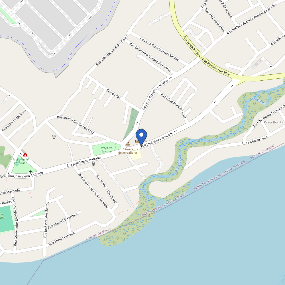 Mapa da estação Em frente à Pousada Corais da Barra.
