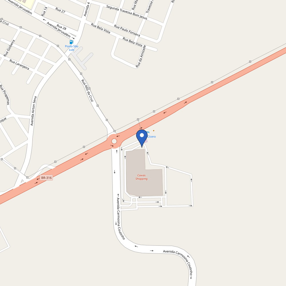 Mapa da estação BR Super Carga - Caxias Shopping Center - 90kW - Caxias